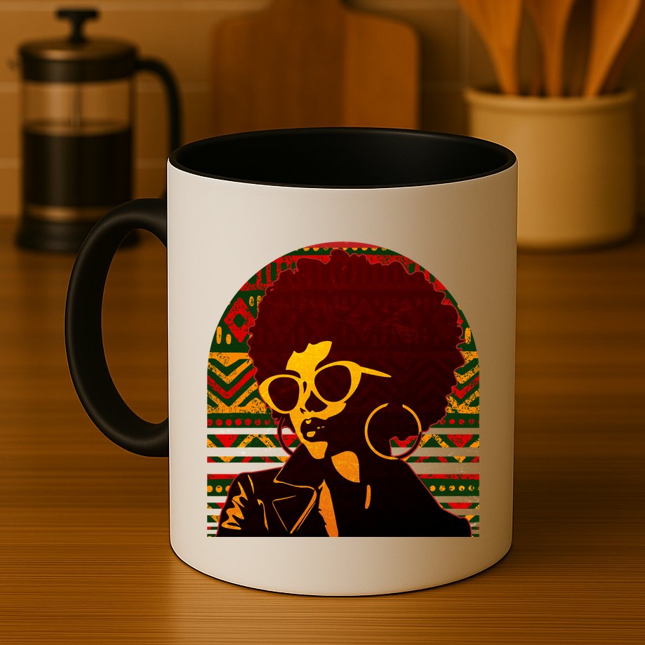 Vintage Retro Stylish Black African American Woman With Afro Mug