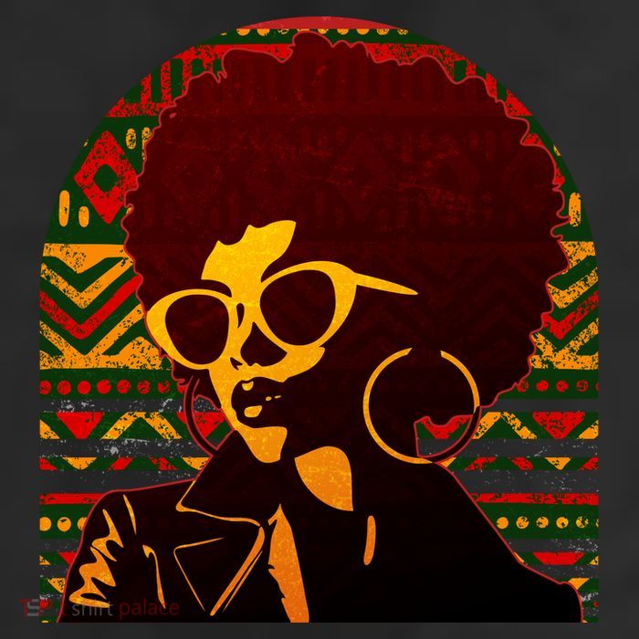 Vintage Retro Stylish Black African American Woman With Afro Knit Cap Winter Beanie