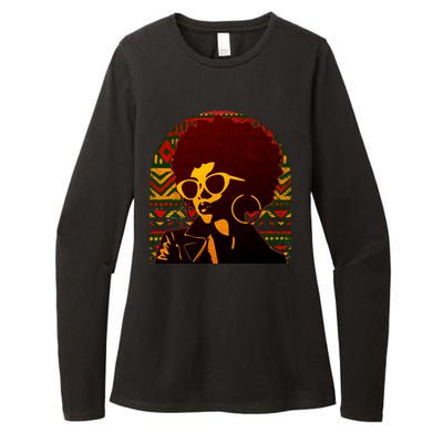 Vintage Retro Stylish Black African American Woman With Afro Womens CVC Long Sleeve Shirt