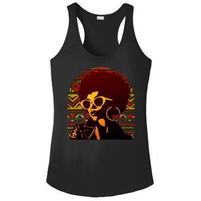 Vintage Retro Stylish Black African American Woman With Afro Ladies PosiCharge Competitor Racerback Tank