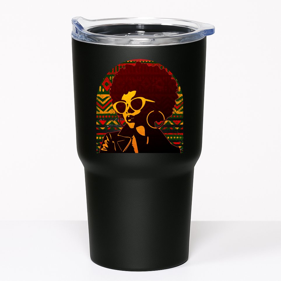 Vintage Retro Stylish Black African American Woman With Afro Tumbler