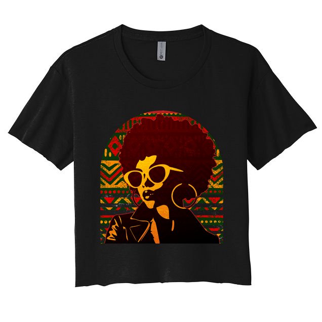Vintage Retro Stylish Black African American Woman With Afro Crop Top
