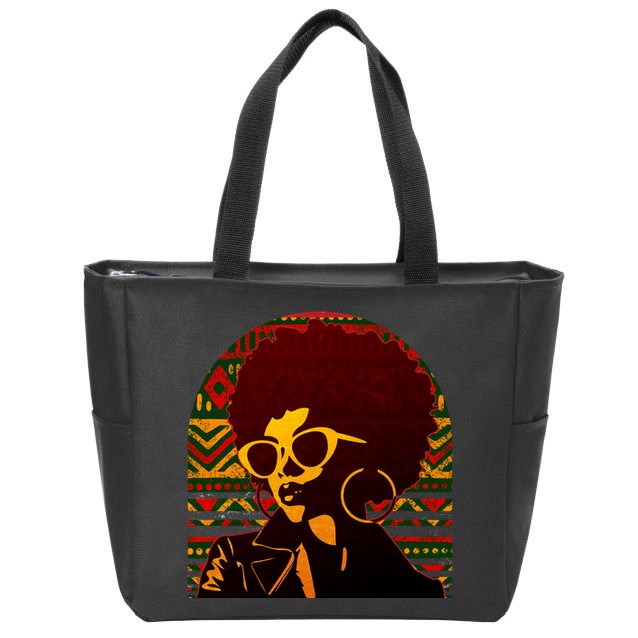 Vintage Retro Stylish Black African American Woman With Afro Zip Tote Bag