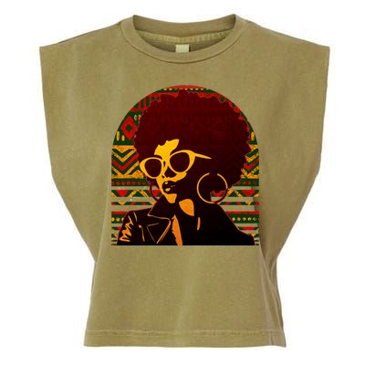 Vintage Retro Stylish Black African American Woman With Afro Garment-Dyed Women's Muscle Tee