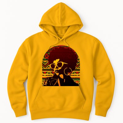 Vintage Retro Stylish Black African American Woman With Afro Hoodie