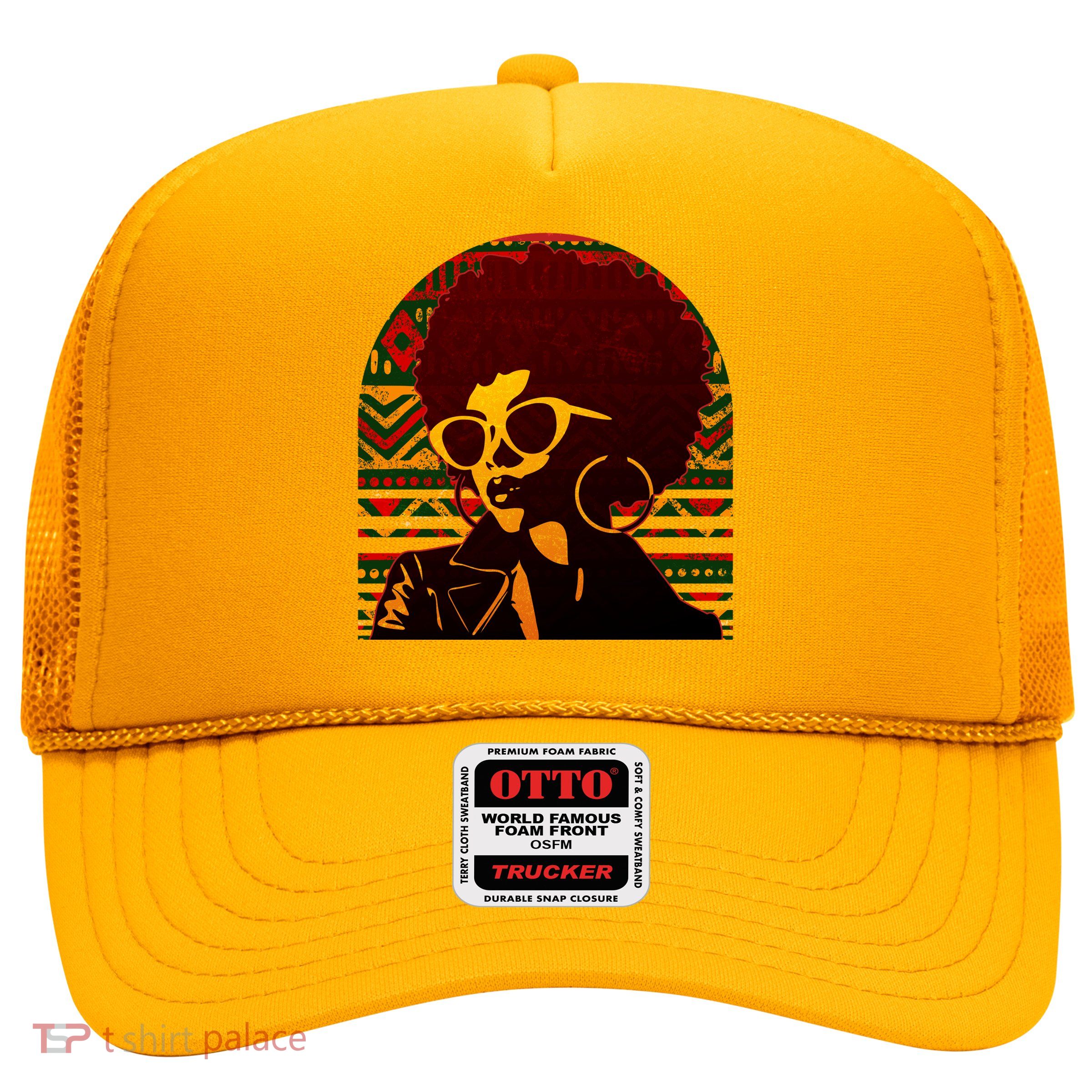 Vintage Retro Stylish Black African American Woman With Afro Trucker Hat