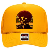 Vintage Retro Stylish Black African American Woman With Afro Trucker Hat