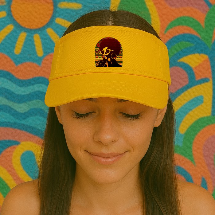 Vintage Retro Stylish Black African American Woman With Afro Visor