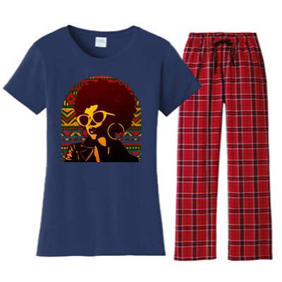 Vintage Retro Stylish Black African American Woman With Afro Women's Flannel Pajama Set