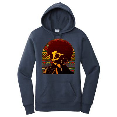 Vintage Retro Stylish Black African American Woman With Afro Women's Pullover Hoodie