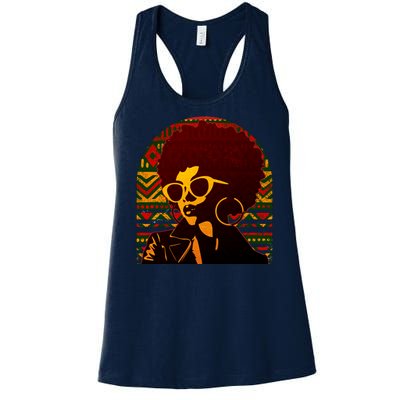 Vintage Retro Stylish Black African American Woman With Afro Women's Racerback Tank