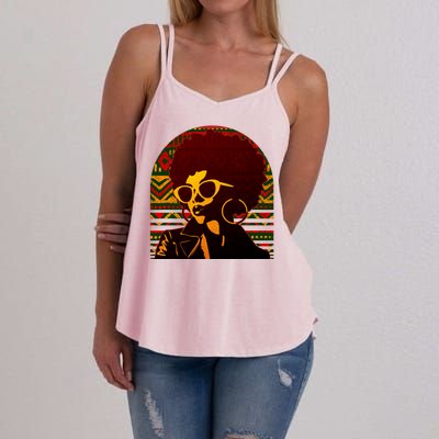 Vintage Retro Stylish Black African American Woman With Afro Women's Strappy Tank