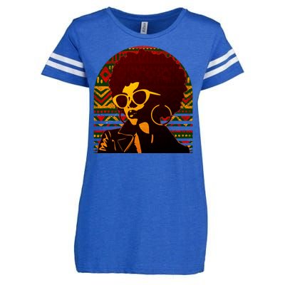 Vintage Retro Stylish Black African American Woman With Afro Enza Ladies Jersey Football T-Shirt