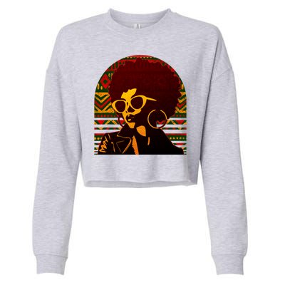 Vintage Retro Stylish Black African American Woman With Afro Cropped Pullover Crew