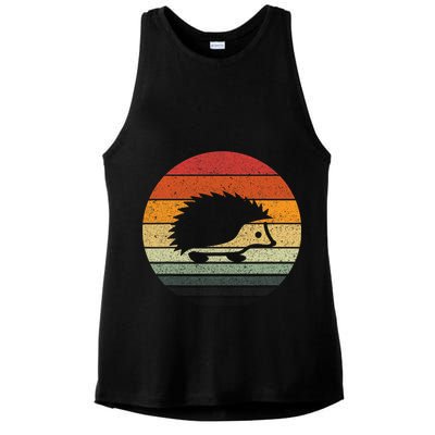 Vintage Retro Sunset Hedgehog Ladies PosiCharge Tri-Blend Wicking Tank
