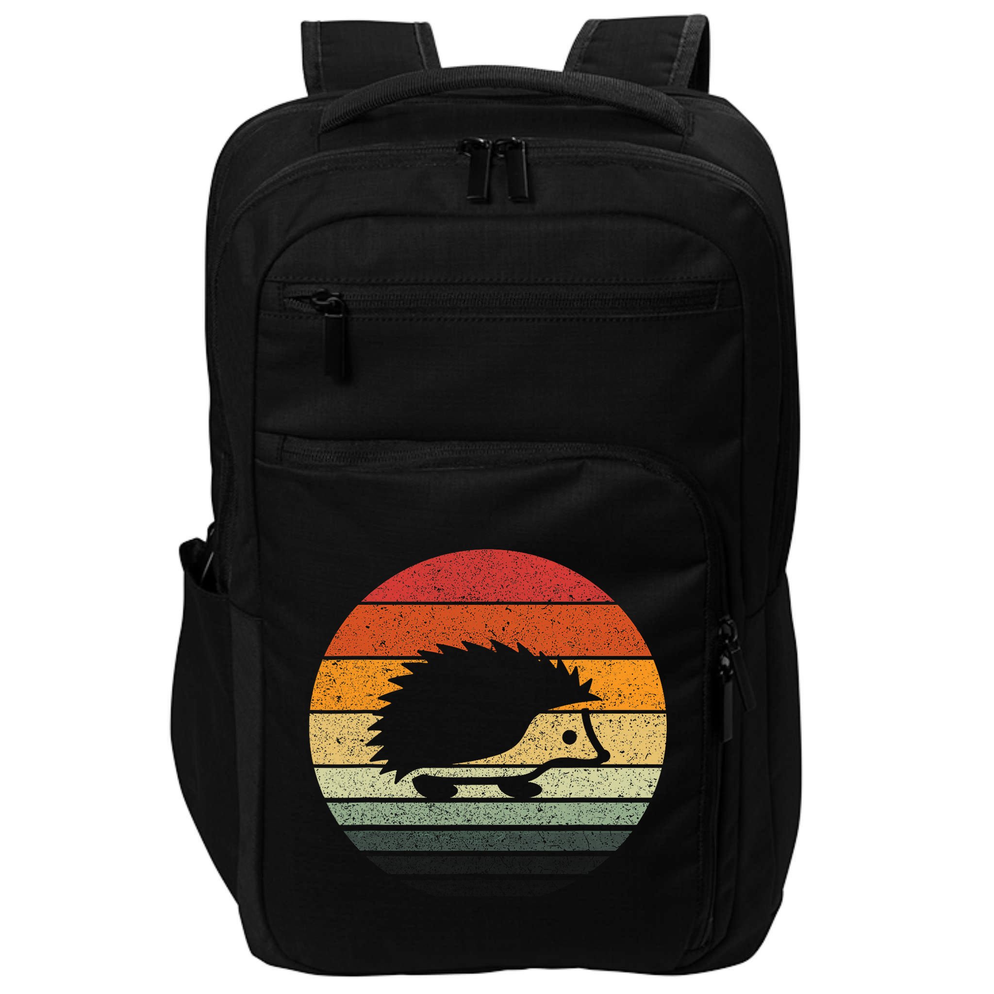 Vintage Retro Sunset Hedgehog Impact Tech Backpack