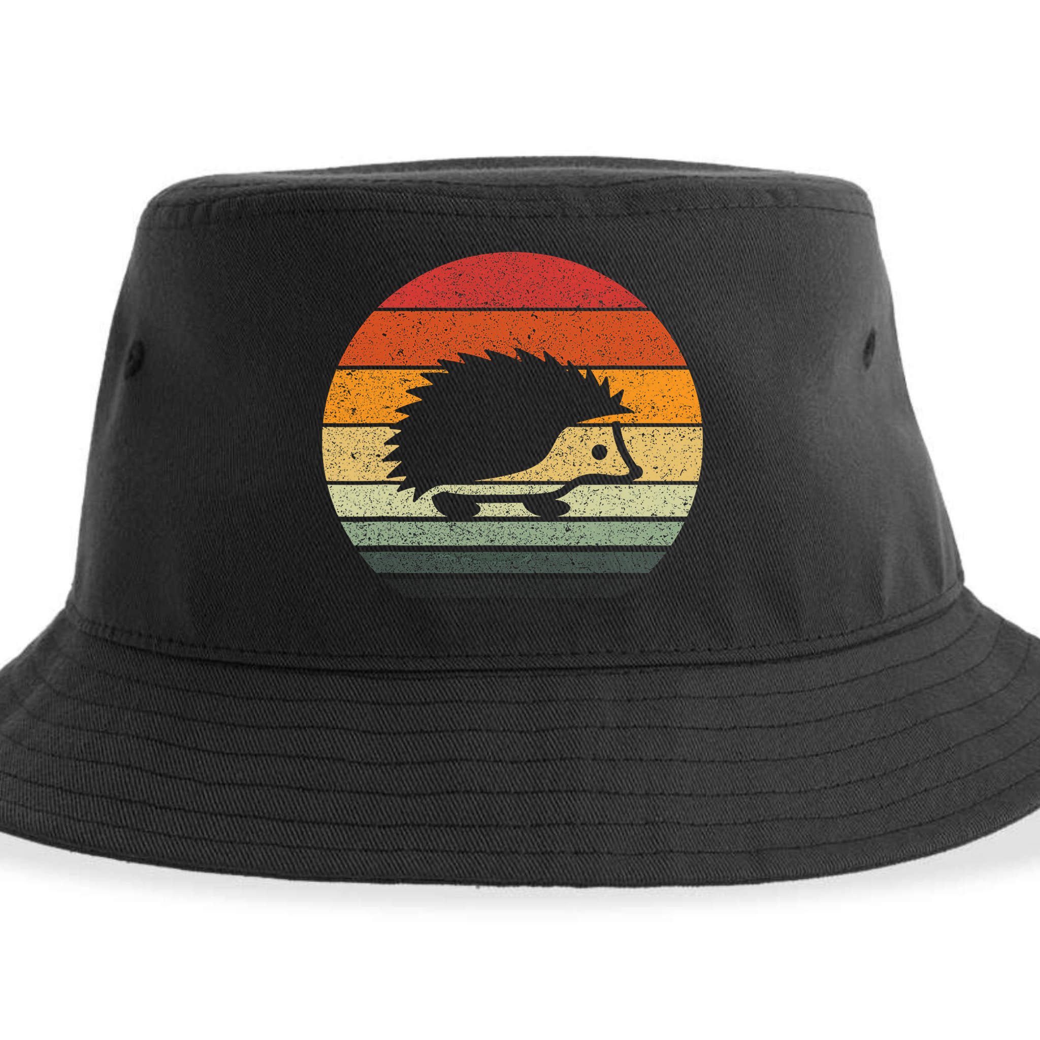 Vintage Retro Sunset Hedgehog Sustainable Bucket Hat
