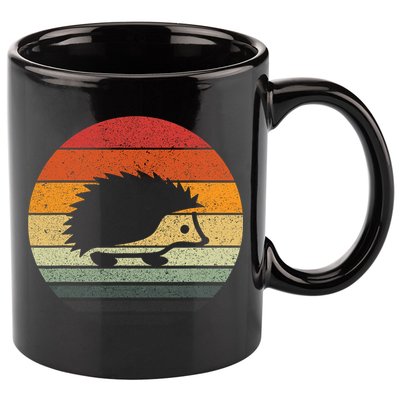 Vintage Retro Sunset Hedgehog 11oz C Handle Ceramic Mug