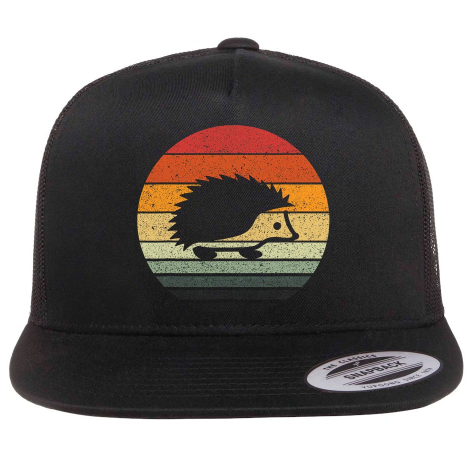Vintage Retro Sunset Hedgehog Flat Bill Trucker Hat