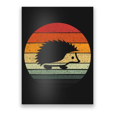 Vintage Retro Sunset Hedgehog Poster