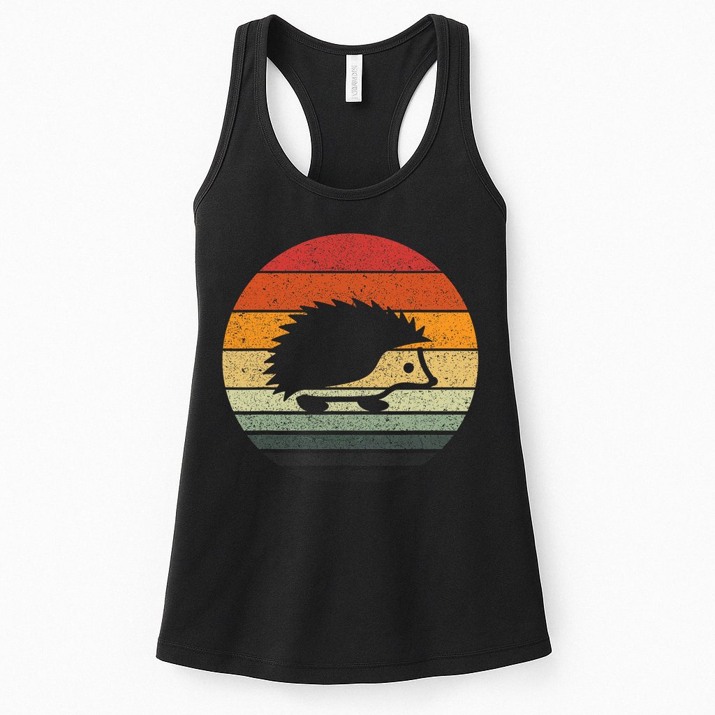 Vintage Retro Sunset Hedgehog Womens Tank Top