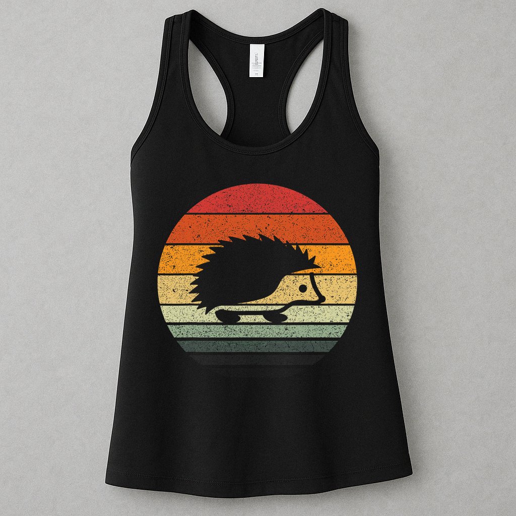 Vintage Retro Sunset Hedgehog Womens Tank Top