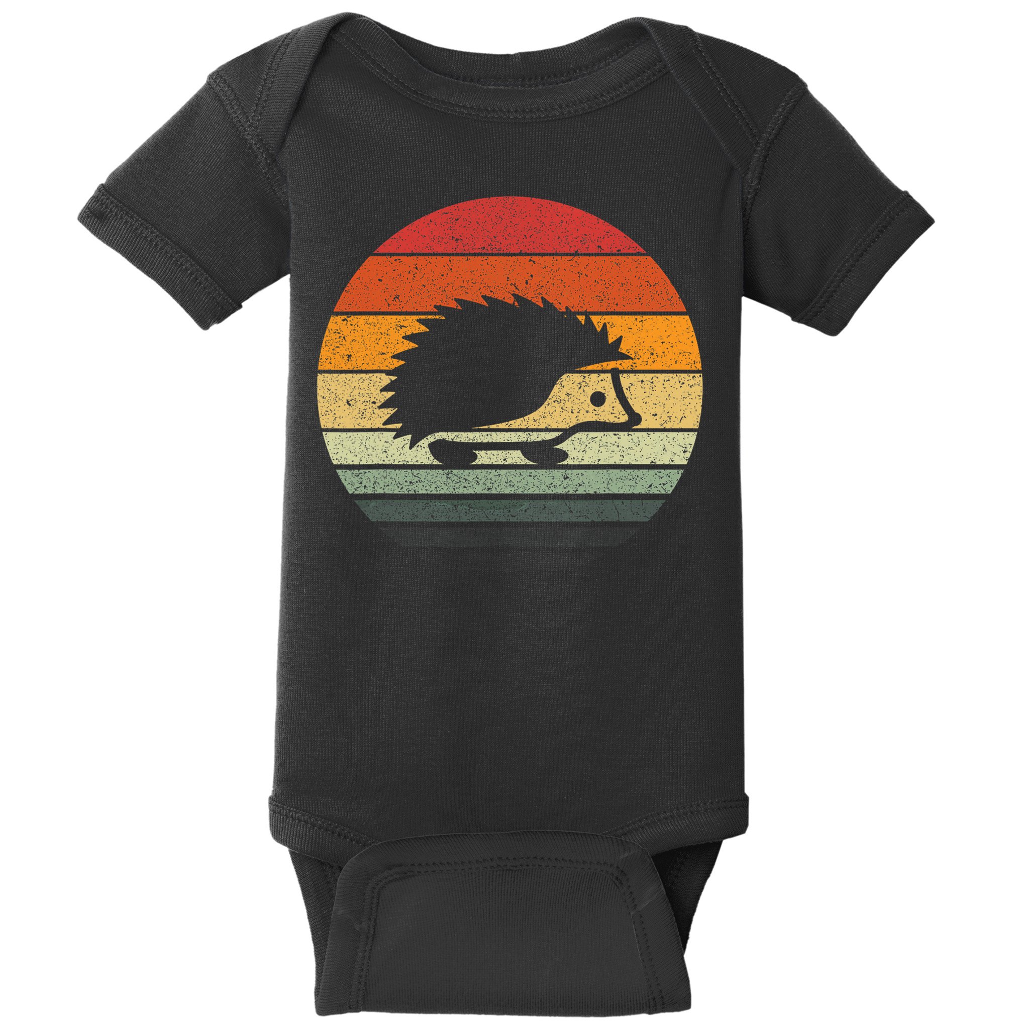 Vintage Retro Sunset Hedgehog Baby Bodysuit