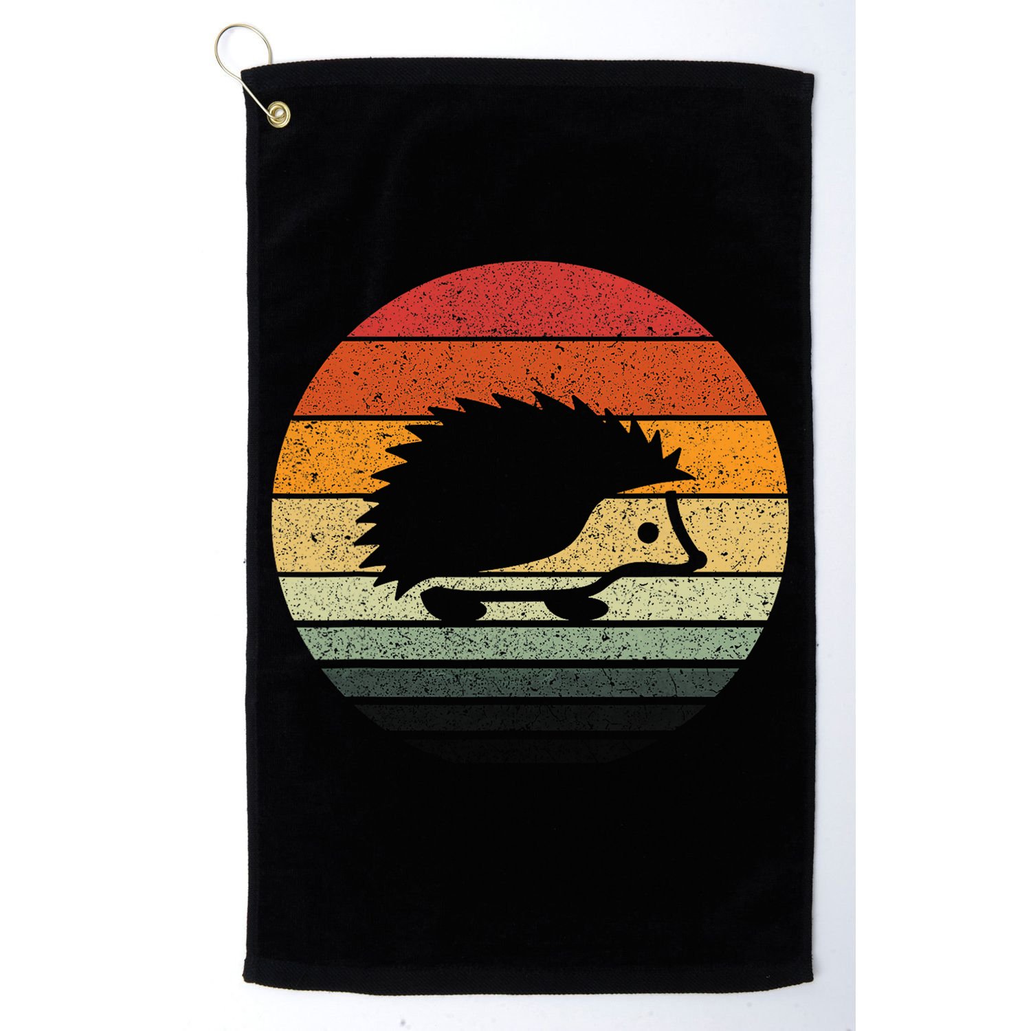 Vintage Retro Sunset Hedgehog Golf Towel