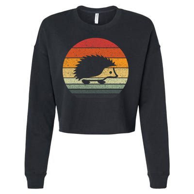 Vintage Retro Sunset Hedgehog Cropped Pullover Crew