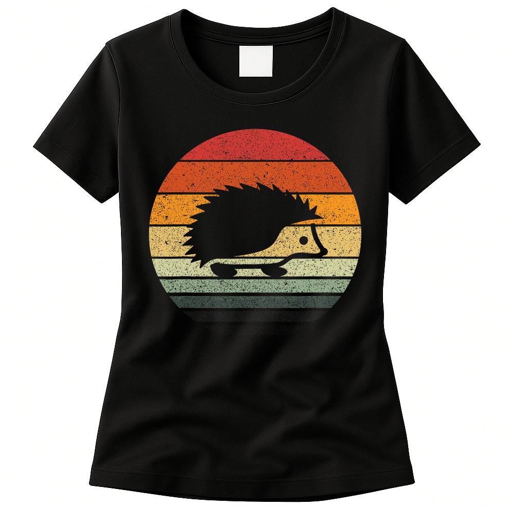 Vintage Retro Sunset Hedgehog Womens T-Shirt
