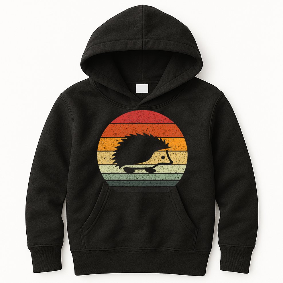 Vintage Retro Sunset Hedgehog Kids Hoodie