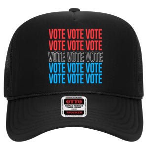 Vote Retro Style Vote 2024 Election High Crown Mesh Back Trucker Hat