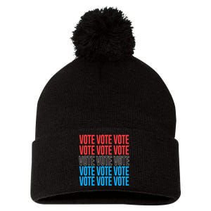 Vote Retro Style Vote 2024 Election Pom Pom 12in Knit Beanie