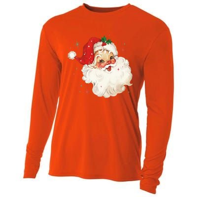 Vintage Retro Santa Christmas Gift Cooling Performance Long Sleeve Crew