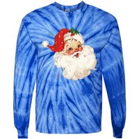 Vintage Retro Santa Christmas Gift Tie-Dye Long Sleeve Shirt