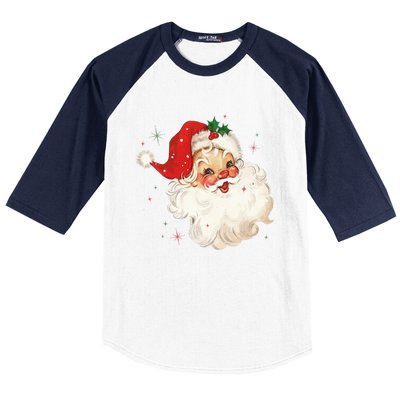 Vintage Retro Santa Christmas Gift Baseball Sleeve Shirt