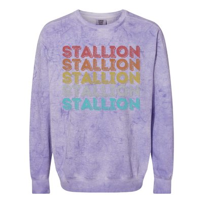 Vintage Retro Stallion Colorblast Crewneck Sweatshirt