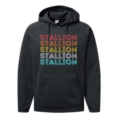 Vintage Retro Stallion Performance Fleece Hoodie