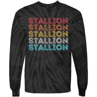 Vintage Retro Stallion Tie-Dye Long Sleeve Shirt