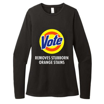 Vote Removes Stubborn Orange Stains Funny Anti Trump Womens CVC Long Sleeve Shirt