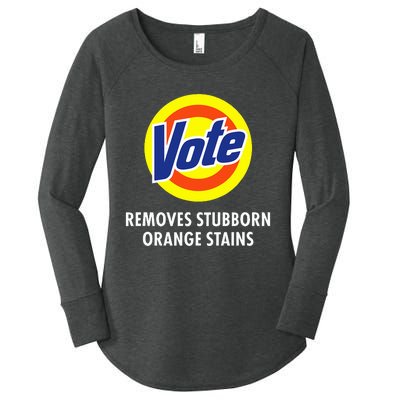 Vote Removes Stubborn Orange Stains Funny Anti Trump Women's Perfect Tri Tunic Long Sleeve Shirt