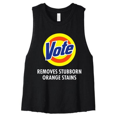 Vote Removes Stubborn Orange Stains Funny Anti Trump Women's Racerback Cropped Tank