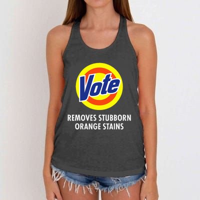 Vote Removes Stubborn Orange Stains Funny Anti Trump Women's Knotted Racerback Tank