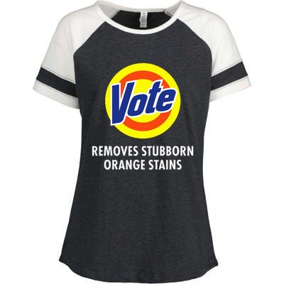 Vote Removes Stubborn Orange Stains Funny Anti Trump Enza Ladies Jersey Colorblock Tee