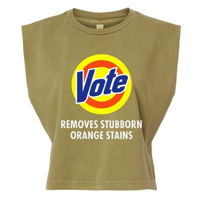 Vote Removes Stubborn Orange Stains Funny Anti Trump Garment-Dyed Women's Muscle Tee