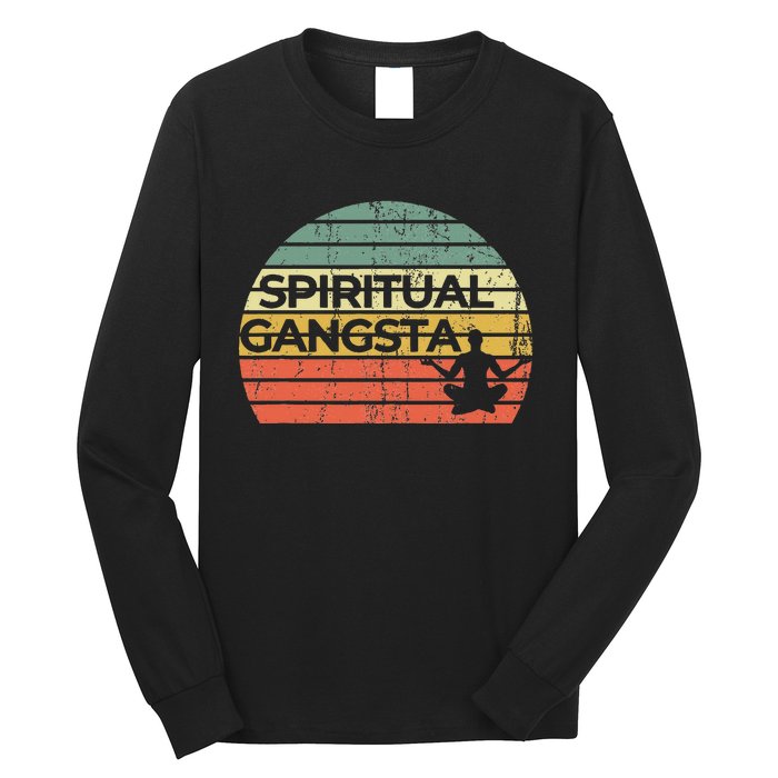 Vintage Retro Sunset Funny Yoga Spiritual Gangsta Long Sleeve Shirt