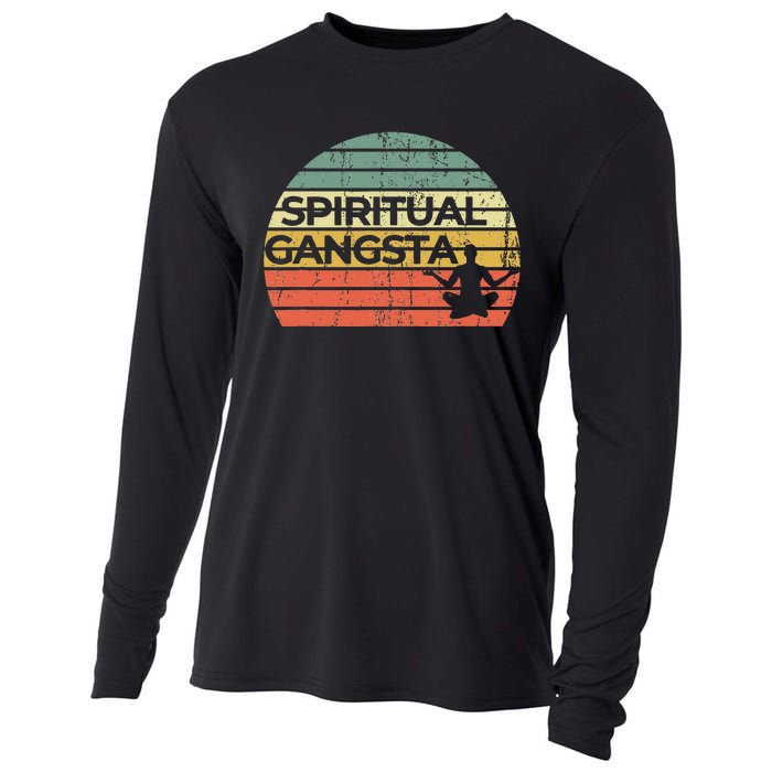 Vintage Retro Sunset Funny Yoga Spiritual Gangsta Cooling Performance Long Sleeve Crew