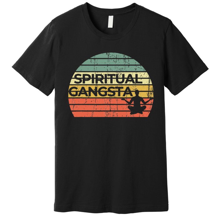 Vintage Retro Sunset Funny Yoga Spiritual Gangsta Premium T-Shirt