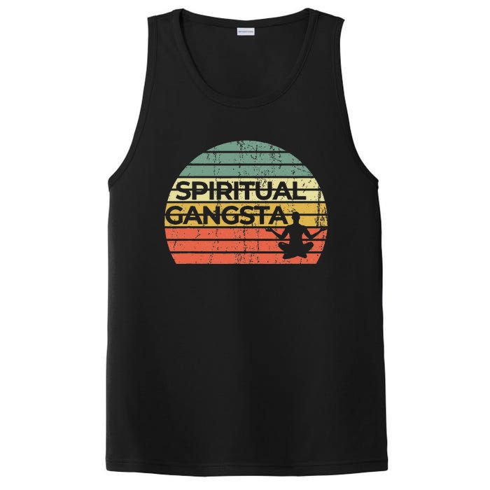 Vintage Retro Sunset Funny Yoga Spiritual Gangsta PosiCharge Competitor Tank