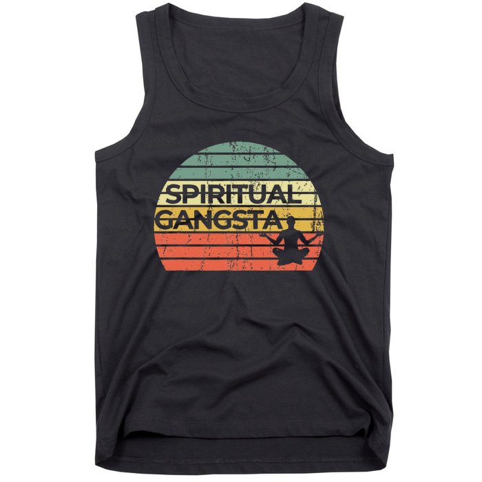 Vintage Retro Sunset Funny Yoga Spiritual Gangsta Tank Top